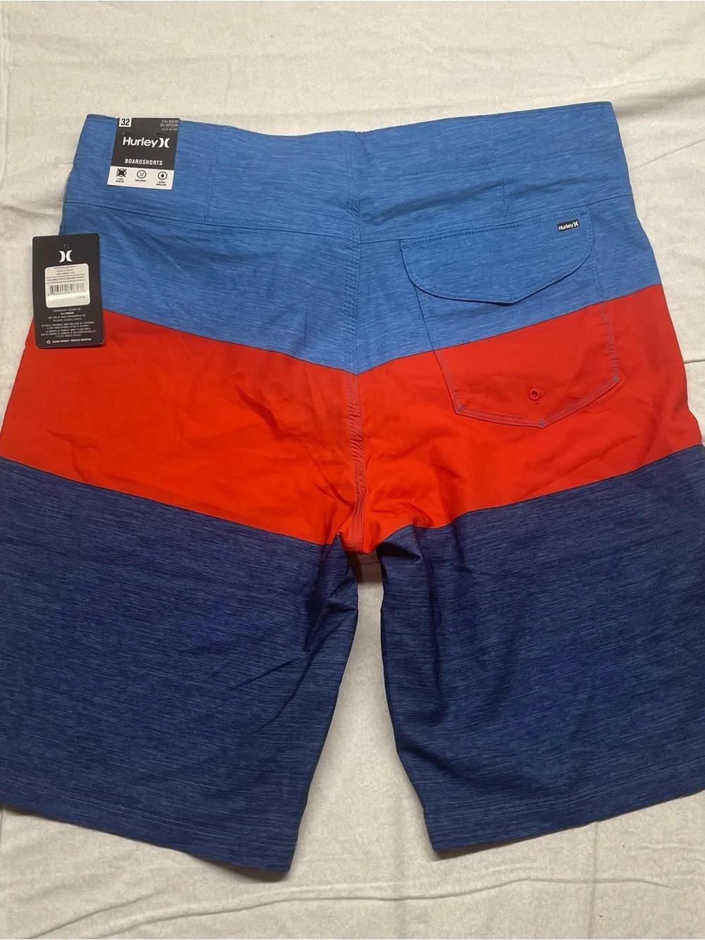 Hurley Men’s Blue & Red Colorblock Swim Board Shorts